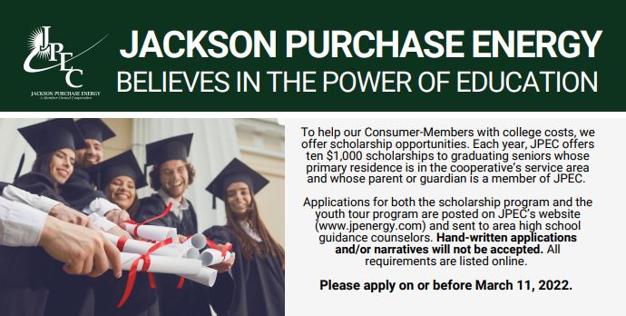 JPEC Scholarship Ad Jackson Purchase Energy Cooperative